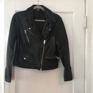 Topshop Faux Leather Moto Jacket